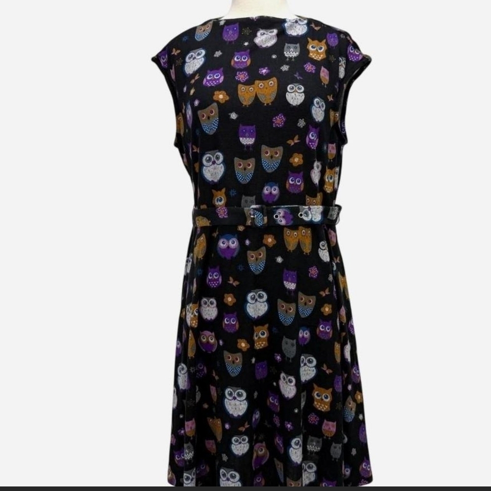 Owl Print Black Dress - Picture 5 of 8